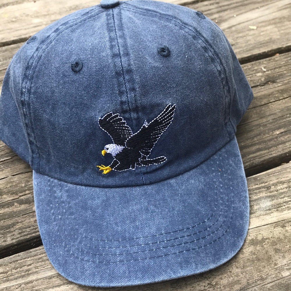 Denim Ball Cap with Embroidered Eagle